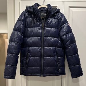 GUESS Mens Dark Blue Puffer Jacket